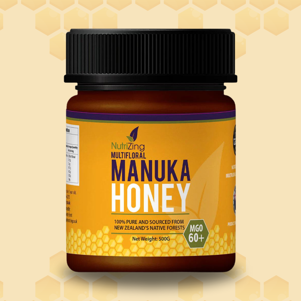 Manuka Honey MGO 60+ From New Zealand | 500g | 100% Pure, Thick & Creamy | Made in UK by NutriZing