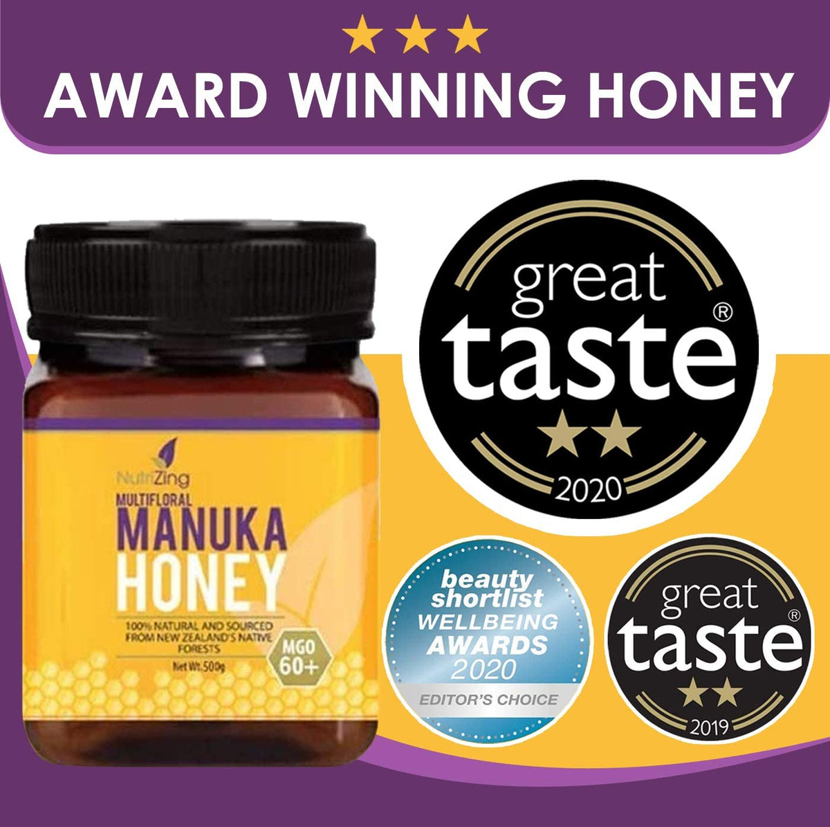 NutriZing's Manuka Honey 60+ ~ 100% Pure New Zealand Honey